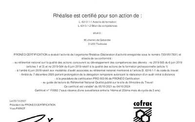 Certificat Qualiopi